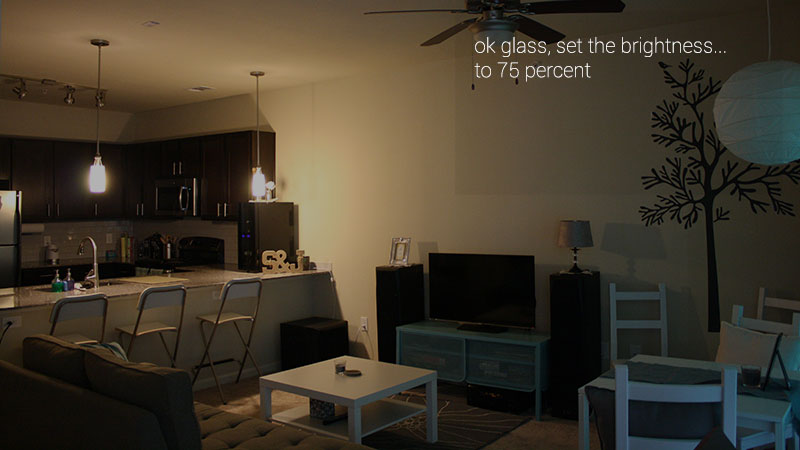 Control light brightness with LampShade on Google Glass